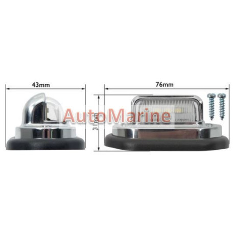 Number Plate Lamp - LED - 12 Volt - Chrome - Plastic