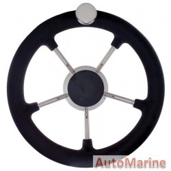 Marine Steering Wheel with Knob - 316 Stainless Steel - 280mm