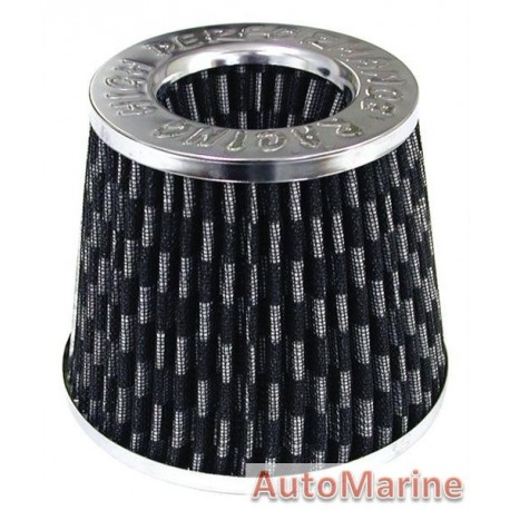 Open Top Cone Air FIlter - 76mm - Chrome