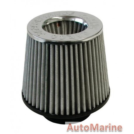 Open Top Air Filter - 76mm - Silver