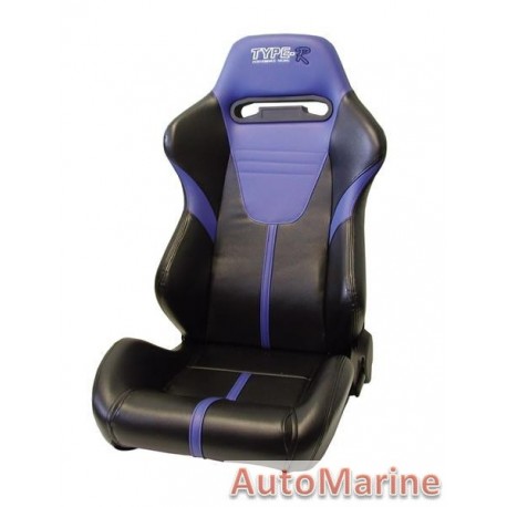 Reclining Racing Car Seat PVC - Blue / Black